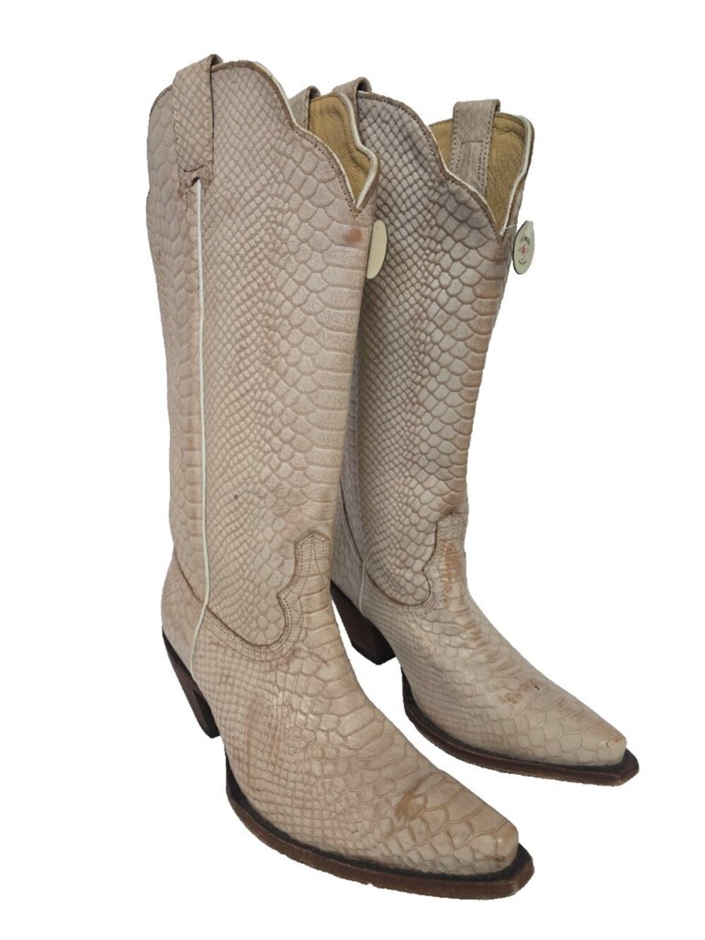 Idyllwind  Women's Distressed Vegan Leather Snake Skin Cowgirl Boot Ivory 8B